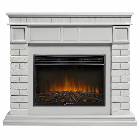 Каминокомплект: Очаг Electrolux 2720RLS N, портал Bricks 25 белая эмаль