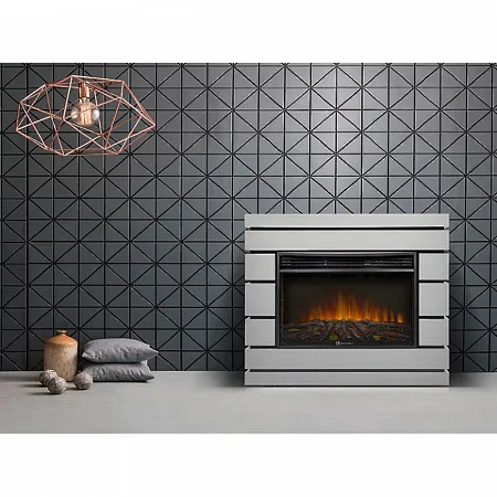 Каминокомплект: Очаг Electrolux 2720RLS N, портал Moderno 25 шпон белый дуб