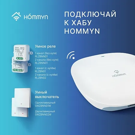 Комплект два умных двухклавишных выключателя HOMMYN 2SWZBNN02W