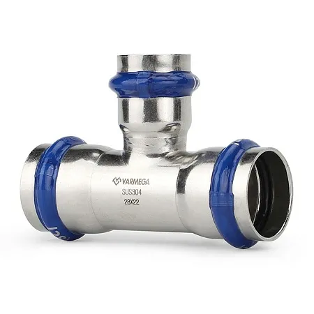 Тройник VARMEGA раструбный Inox Press переходной 35x22x35