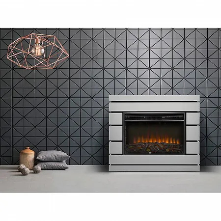 Каминокомплект: Очаг Electrolux 3320RLS N, портал Moderno 30 шпон белый дуб