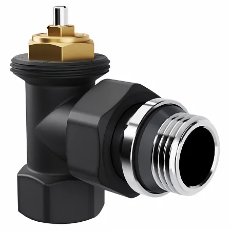 Набор термостатический угловой Royal Thermo Design 1/2"М30х1,5 (Черный)