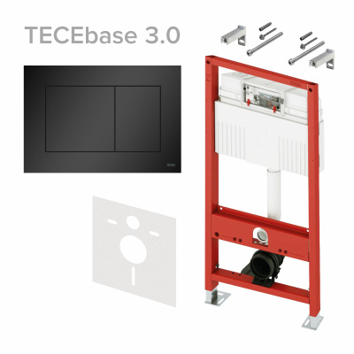 TECE Инсталляция, TECE, TECEbase 3.0, для унитаза, шгв 500*230*1320, клавиша-TECEnow, цвет клавиши-черный матовый