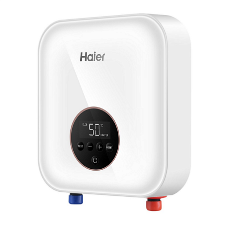 Haier Водонагреватель электрический, Haier, проточный, STREAM-EI6, с электронным управлением и сухим ТЭНом, цвет-белый